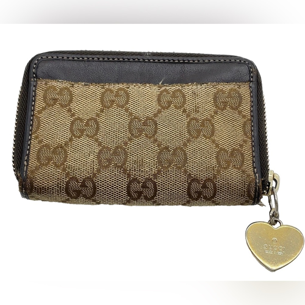 Gucci Wallet Gucci GG Canvas Beige/Brown Leather Coin Purse W/Box  well used - Picture 2 of 16